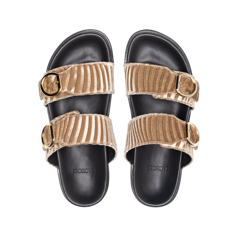Double Buckle Sandals Biscotto - Lachoix