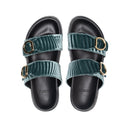 Double Buckle Sandals Petrolio - Lachoix