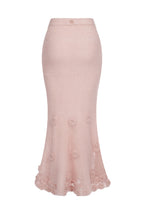 Crochet Floral Mohair Blend Maxi Skirt - Rose Beige