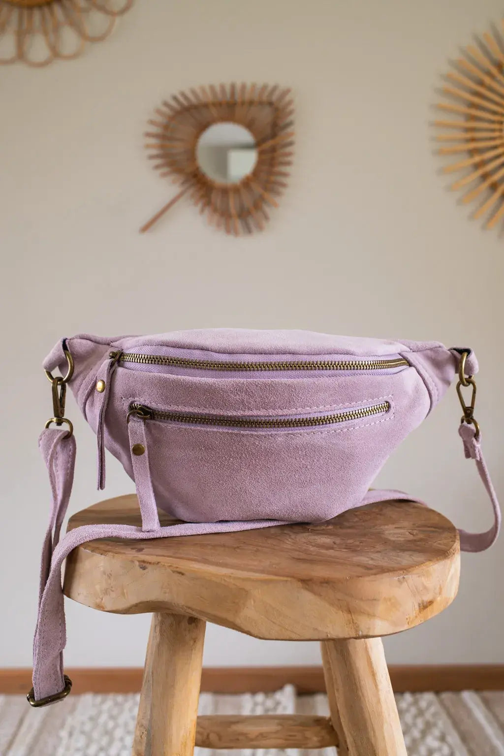 Velvet Leather Belt Bag - Hunter Lilac