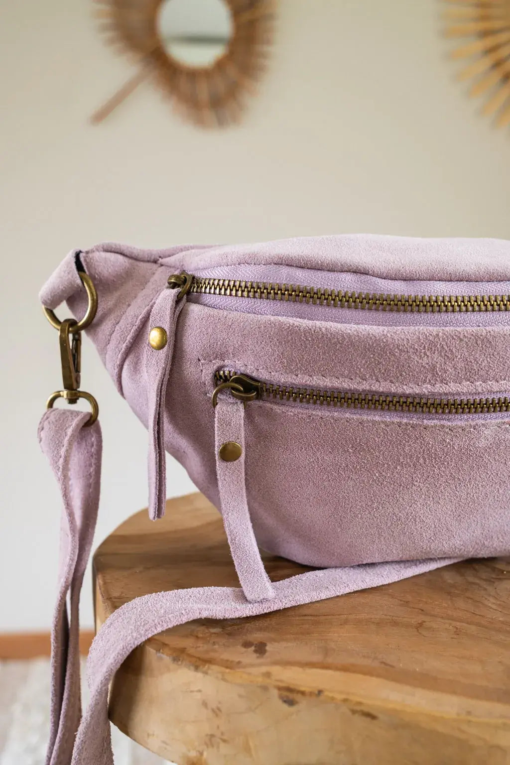 Velvet Leather Belt Bag - Hunter Lilac