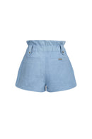 High Waisted Denim Shorts With Embroidery - Light Blue