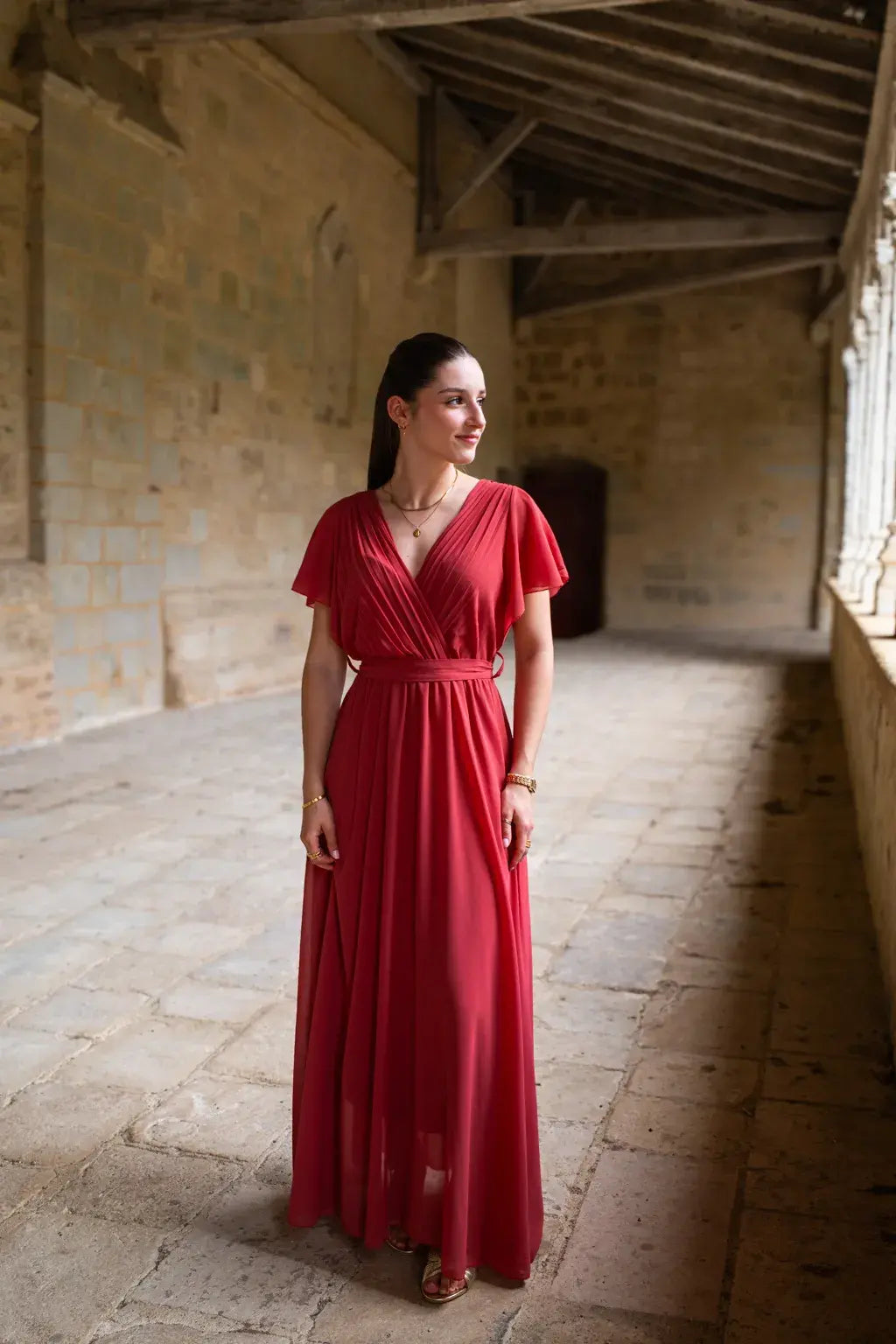 Vestido Largo Mila Old Rosa Oscuro