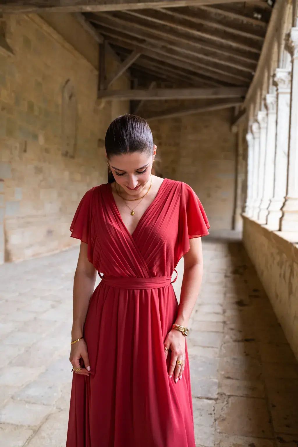 Vestido Largo Mila Old Rosa Oscuro