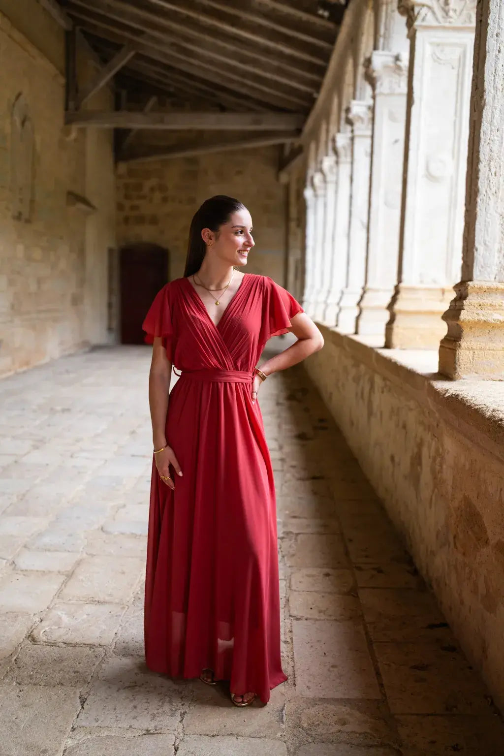 Vestido Largo Mila Old Rosa Oscuro