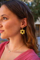 Boucles D'Oreilles Fleurs Pailletées Dorées