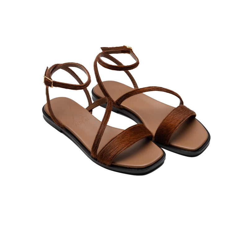 Grace Flat Sandals Camel - Lachoix