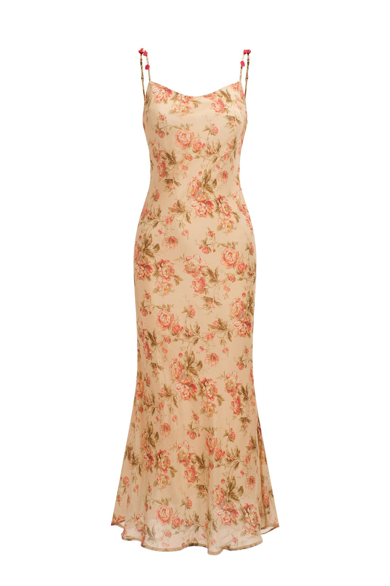 Vintage Print Crepe Dress - Roseraie