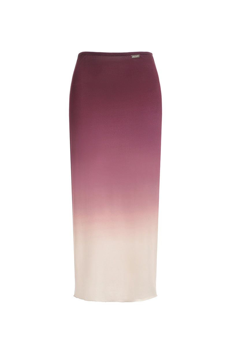 Gradient Print Jersey Skirt - Plum