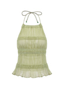 Ruffled Smocked Halter Top - Green
