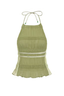 Ruffled Smocked Halter Top - Green