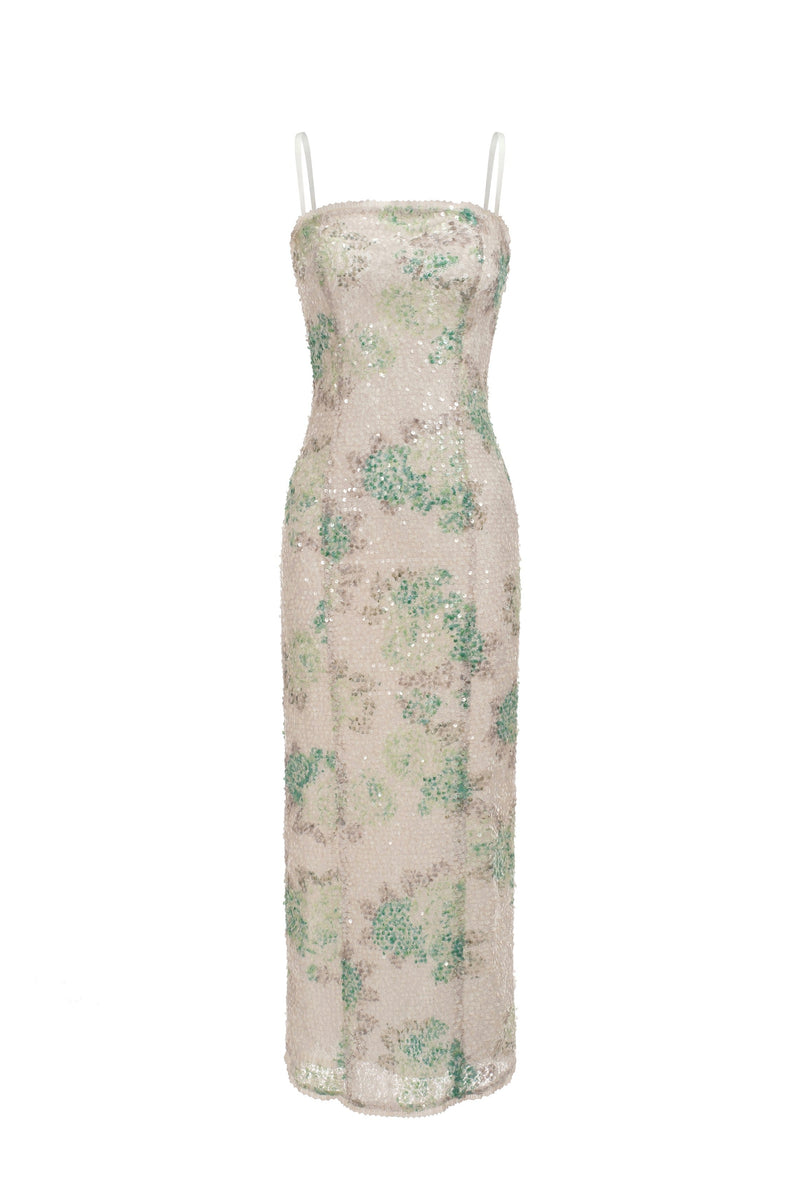 Robe À Sequins Et À Imprimé - Feuilles