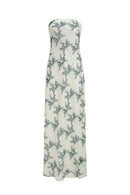 Robe Bustier En Velours Dévoré À Drapé - Oiseaux