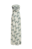 Robe Bustier En Velours Dévoré À Drapé - Oiseaux