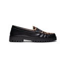 Black & Animal Print Penny Chunky Loafer - Lachoix