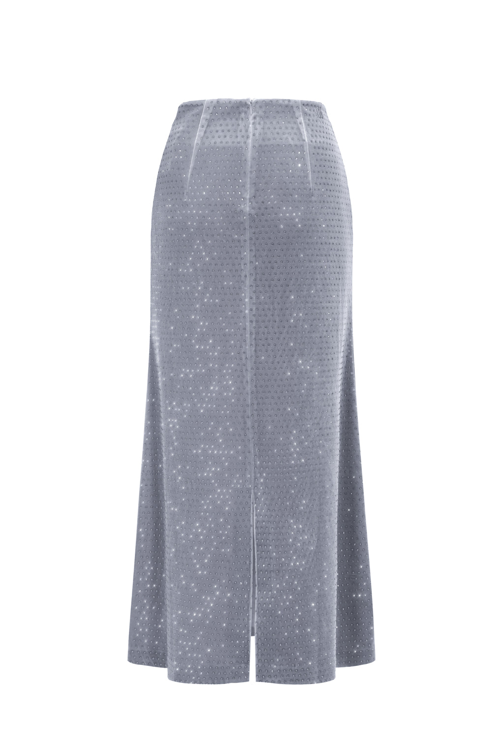Midi velvet skirt with crystals - grey