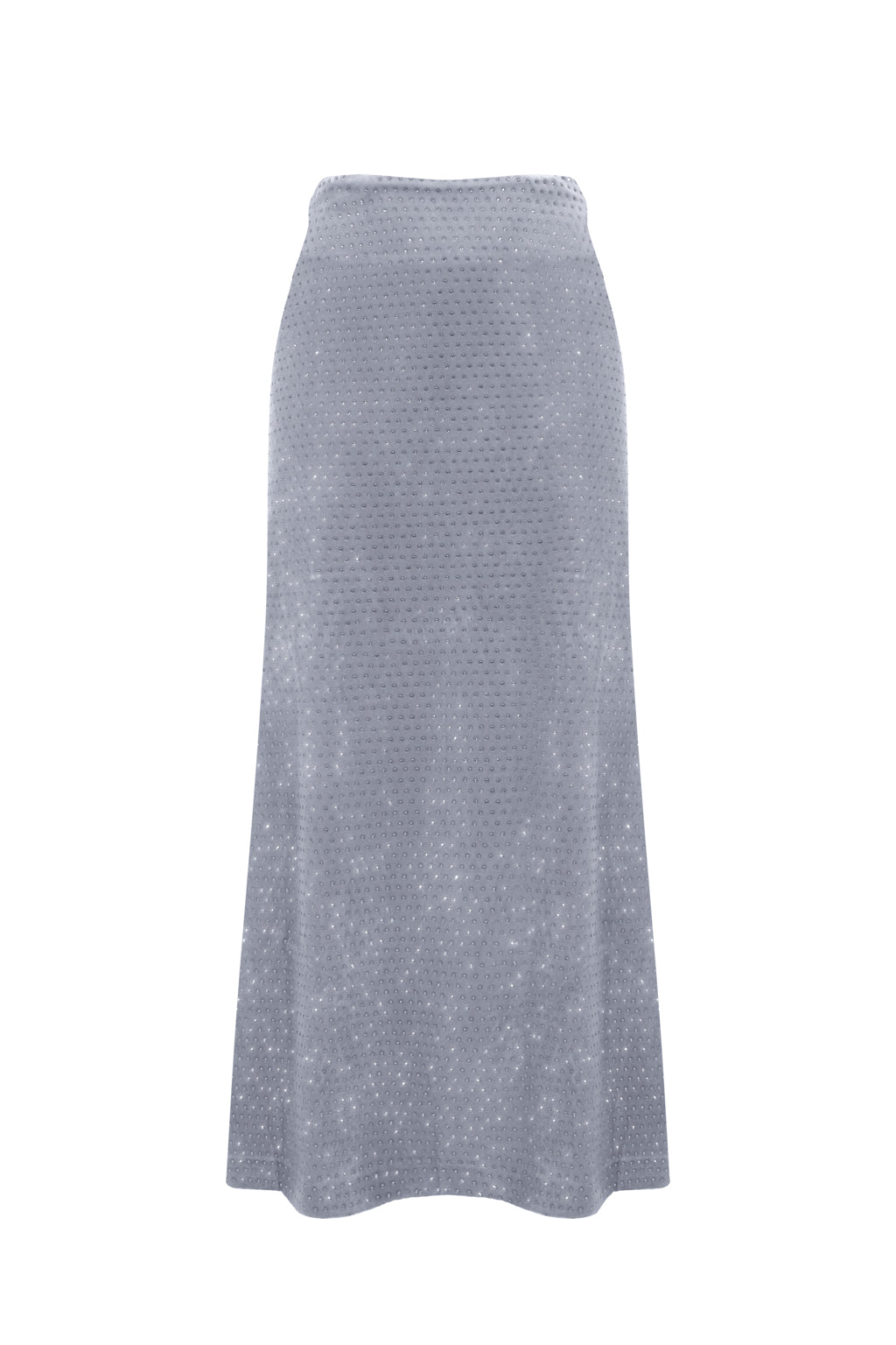 Midi velvet skirt with crystals - grey