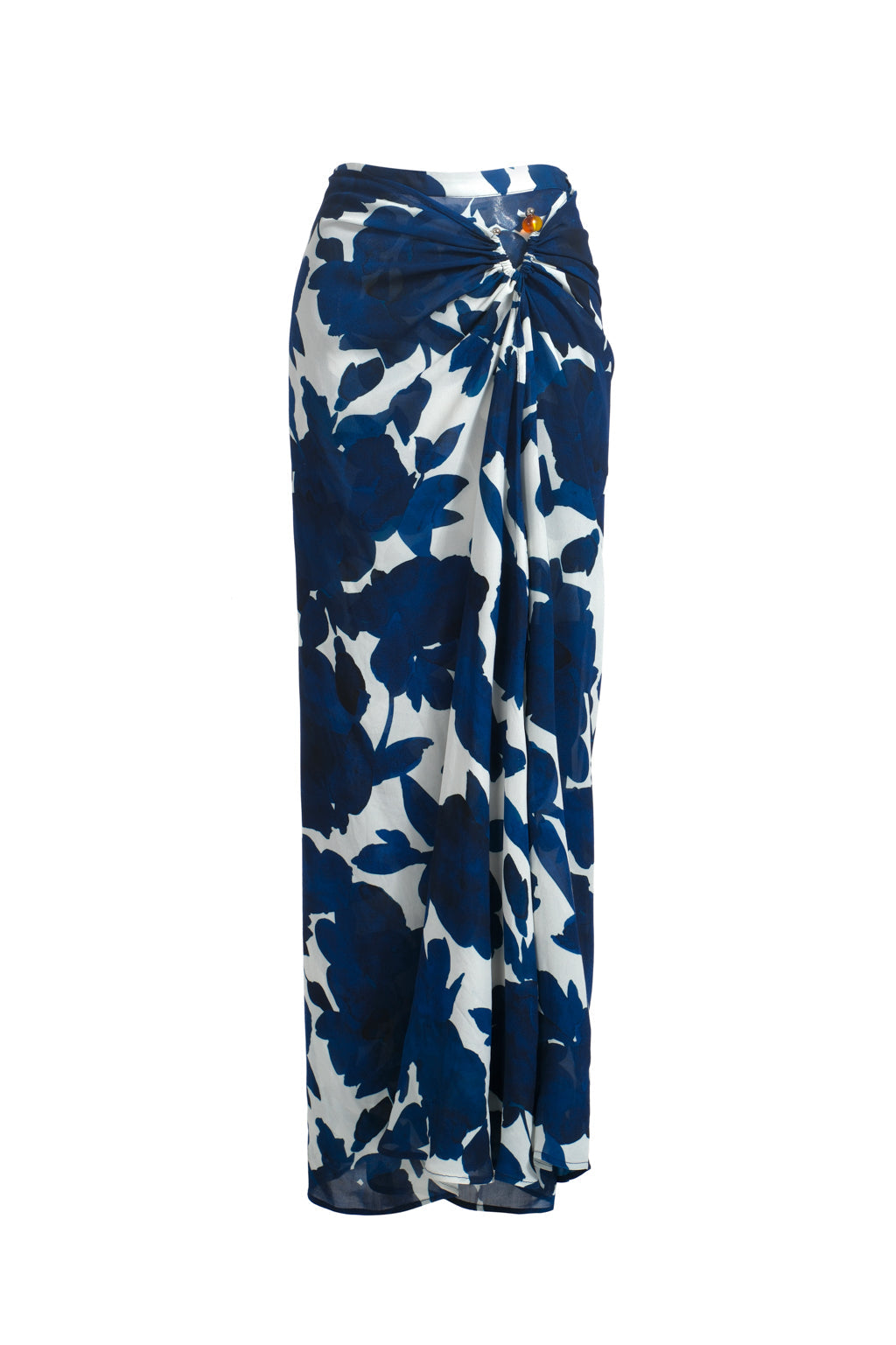 Printed Crêpe Maxi Skirt - Blue