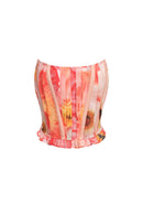 Corset Plissé Imprimé Fleurs