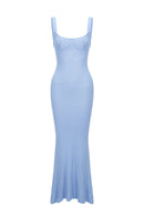Halterneck Knitted Dress - Blue