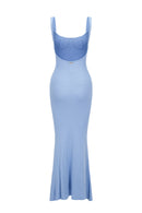 Halterneck Knitted Dress - Blue