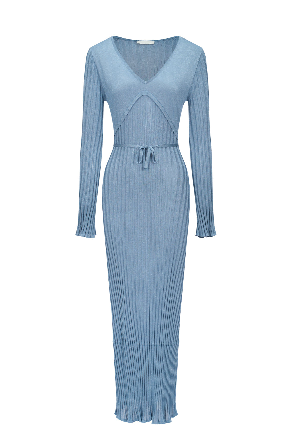 Shimmer Ribbed Knit Maxi Dress - Blue