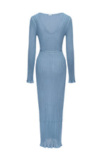 Shimmer Ribbed Knit Maxi Dress - Blue