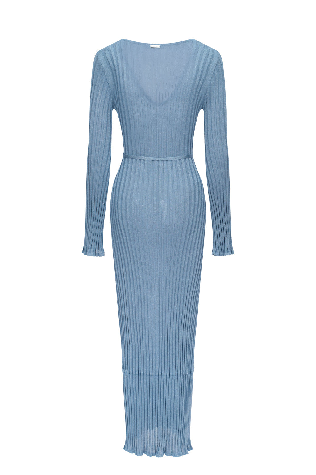 Shimmer Ribbed Knit Maxi Dress - Blue
