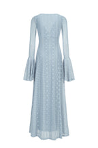 Robe Maxi En Dentelle Avec Manches Volantes - Bleu