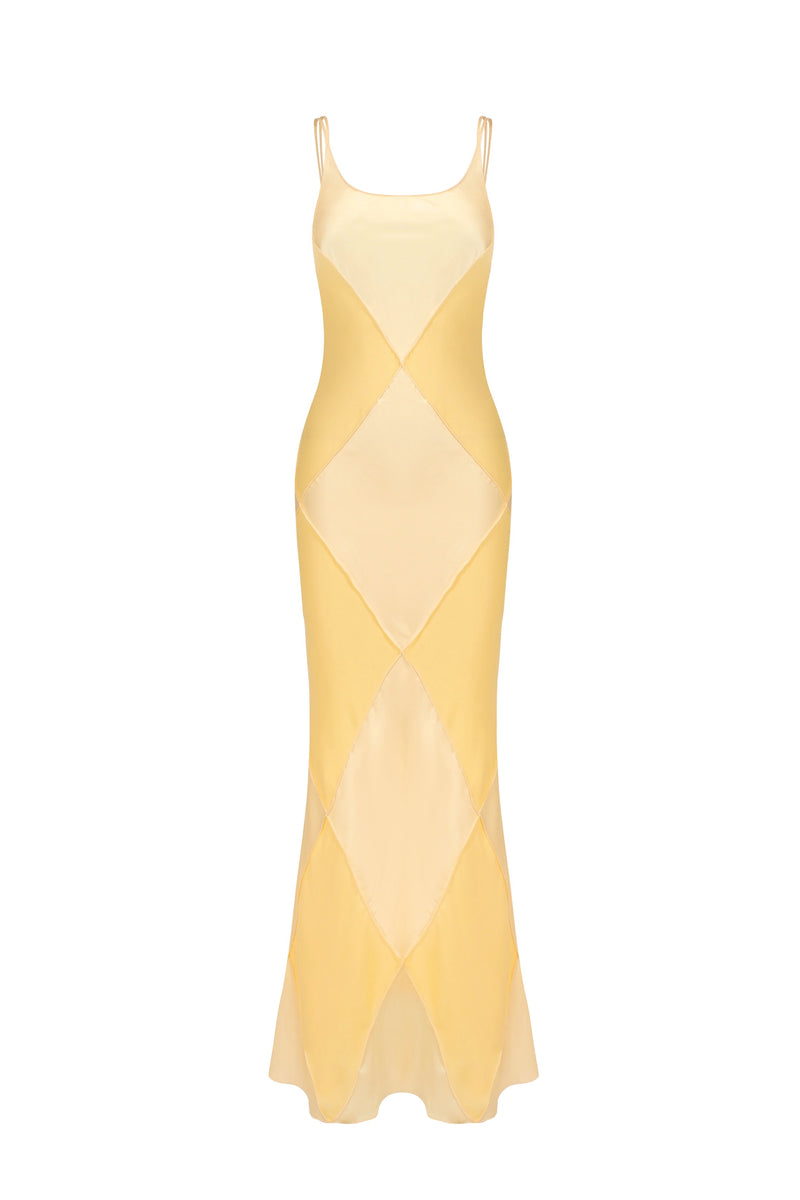 Diamond Patchwork Dress - Yellow