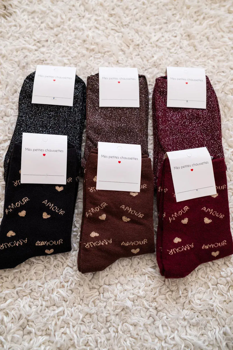 Chaussettes Pailletées Bordeaux