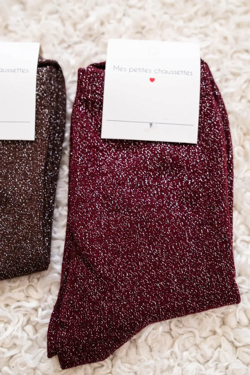 Chaussettes Pailletées Bordeaux