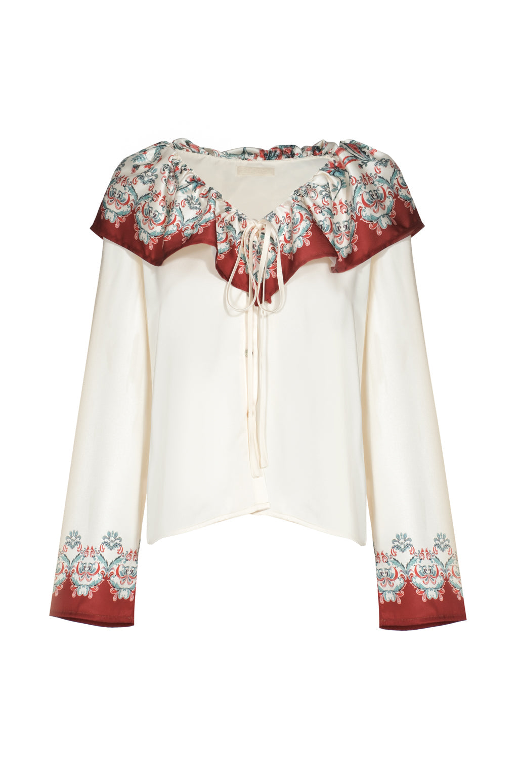 Wide Collar Printed Shirt - Vintage Flower
