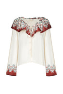 Printed Wide Collar Shirt - Vintage Flower