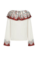 Printed Wide Collar Shirt - Vintage Flower