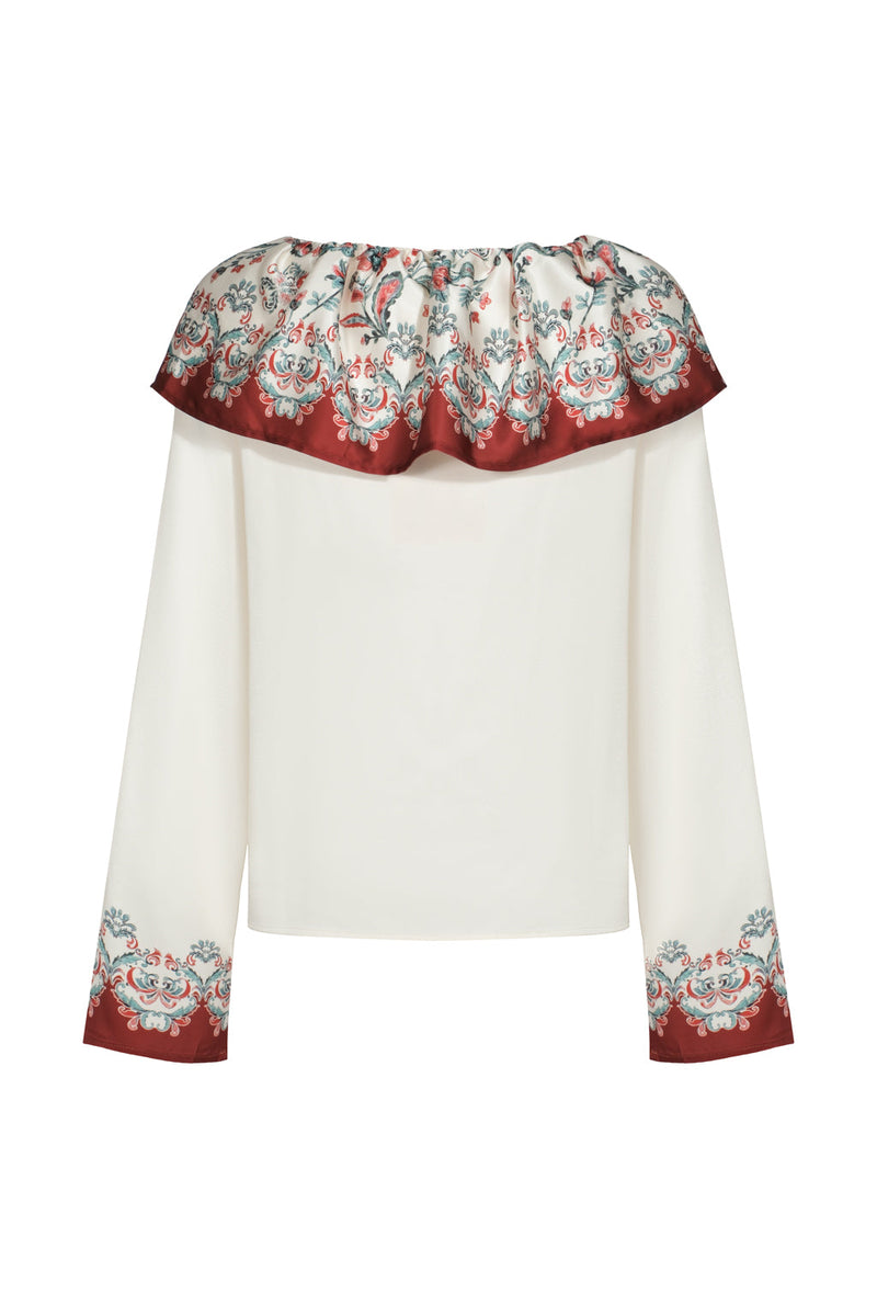 Printed Wide Collar Shirt - Vintage Flower