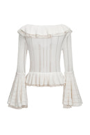 Haut En Maille À Volants En Chiffon - Blanc