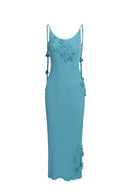 Robe En Maille Réfléchissante Avec Corail Crocheté - Bleu Aqua