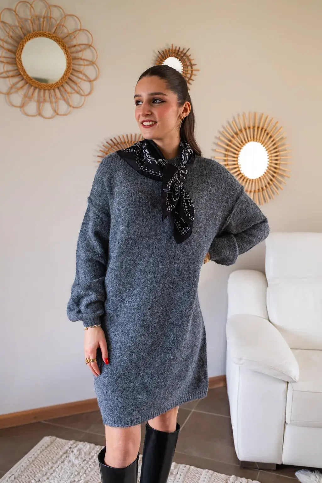 Vestido Jersey Rachelle - Gris Oscuro