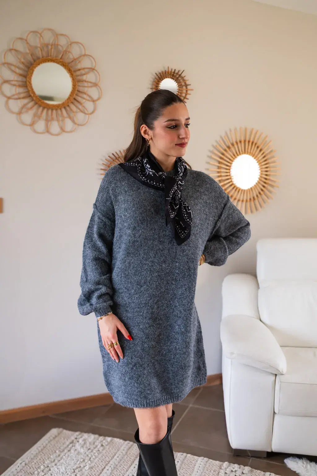 Vestido Jersey Rachelle - Gris Oscuro