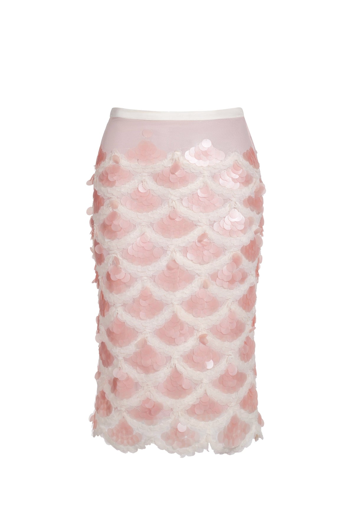 Jupe Midi En Sequins Sirène - Rose