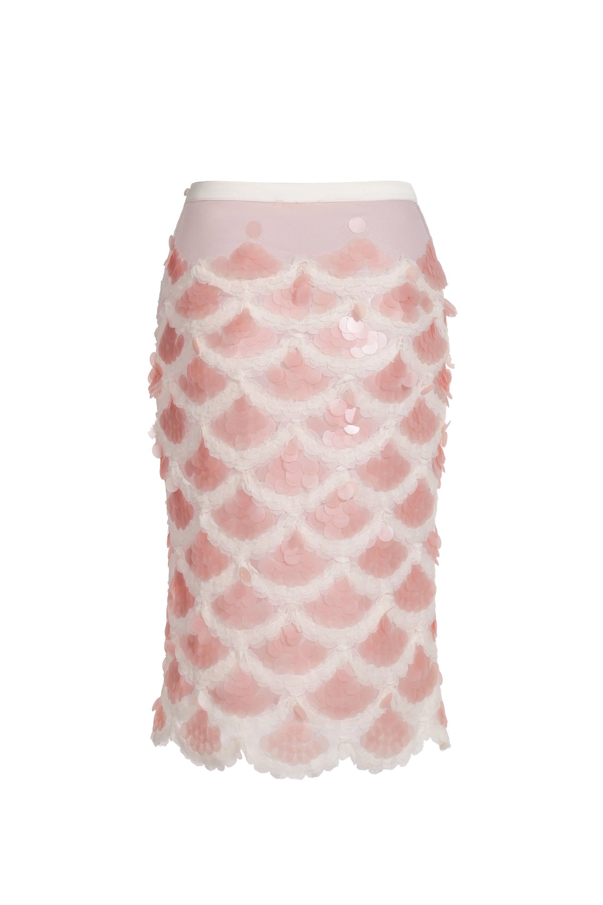 Jupe Midi En Sequins Sirène - Rose