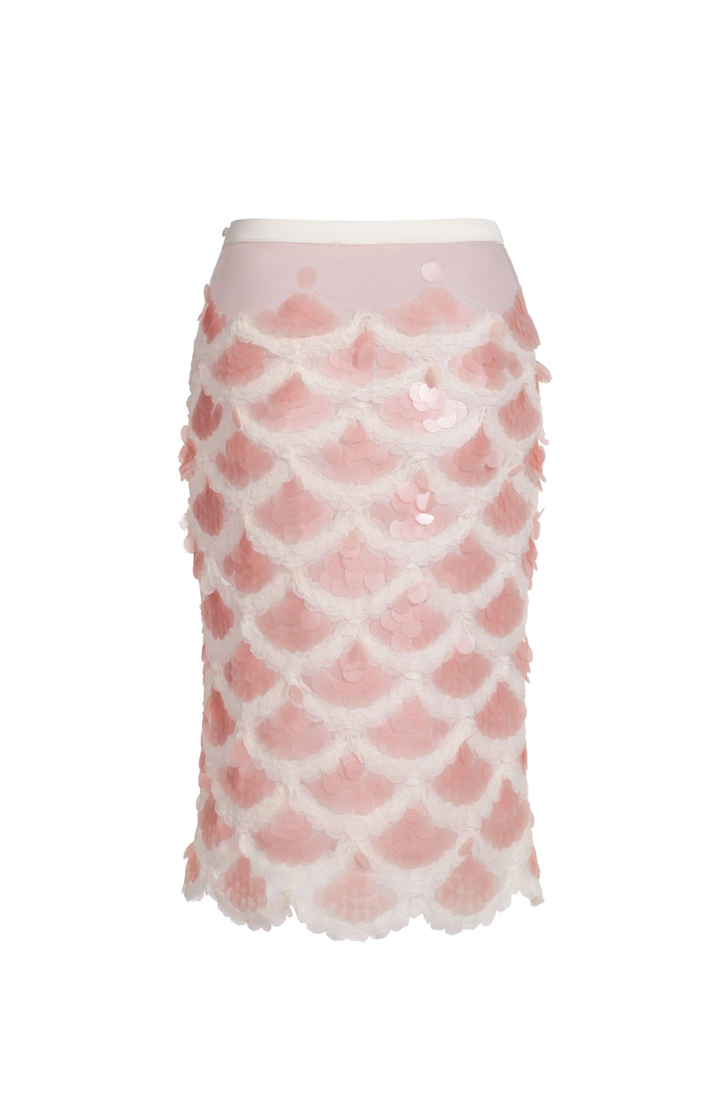 Jupe Midi En Sequins Sirène - Rose
