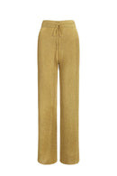 Pantalon En Maille Métallisée - Or