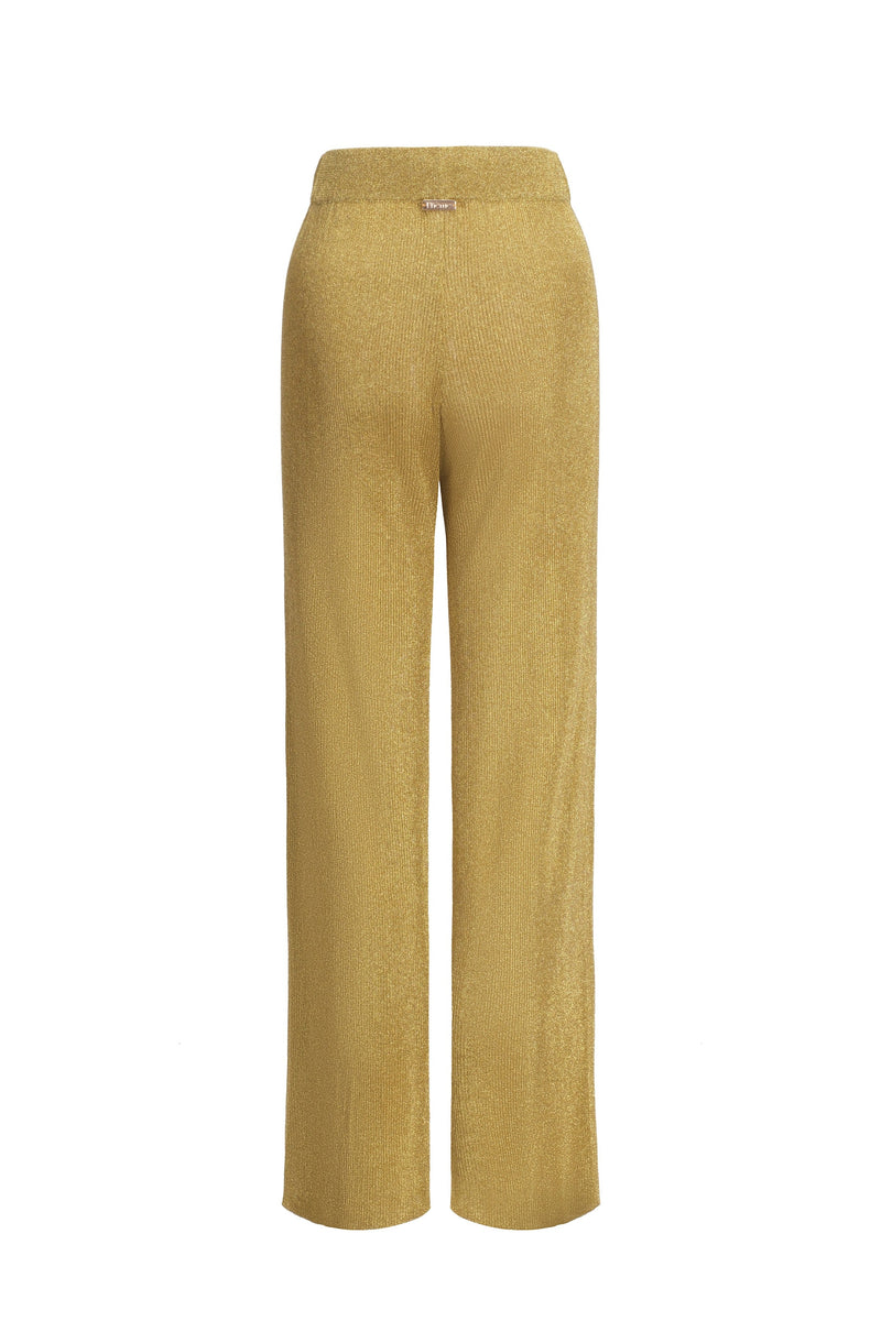 Pantalon En Maille Métallisée - Or