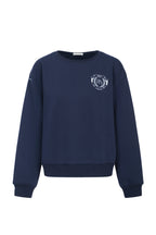 Sweat-Shirt En Jersey De Coton Mélangé À Broderies - Bleu Marine