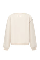 Sweat-Shirt En Jersey De Coton Mélangé À Broderies - Beige