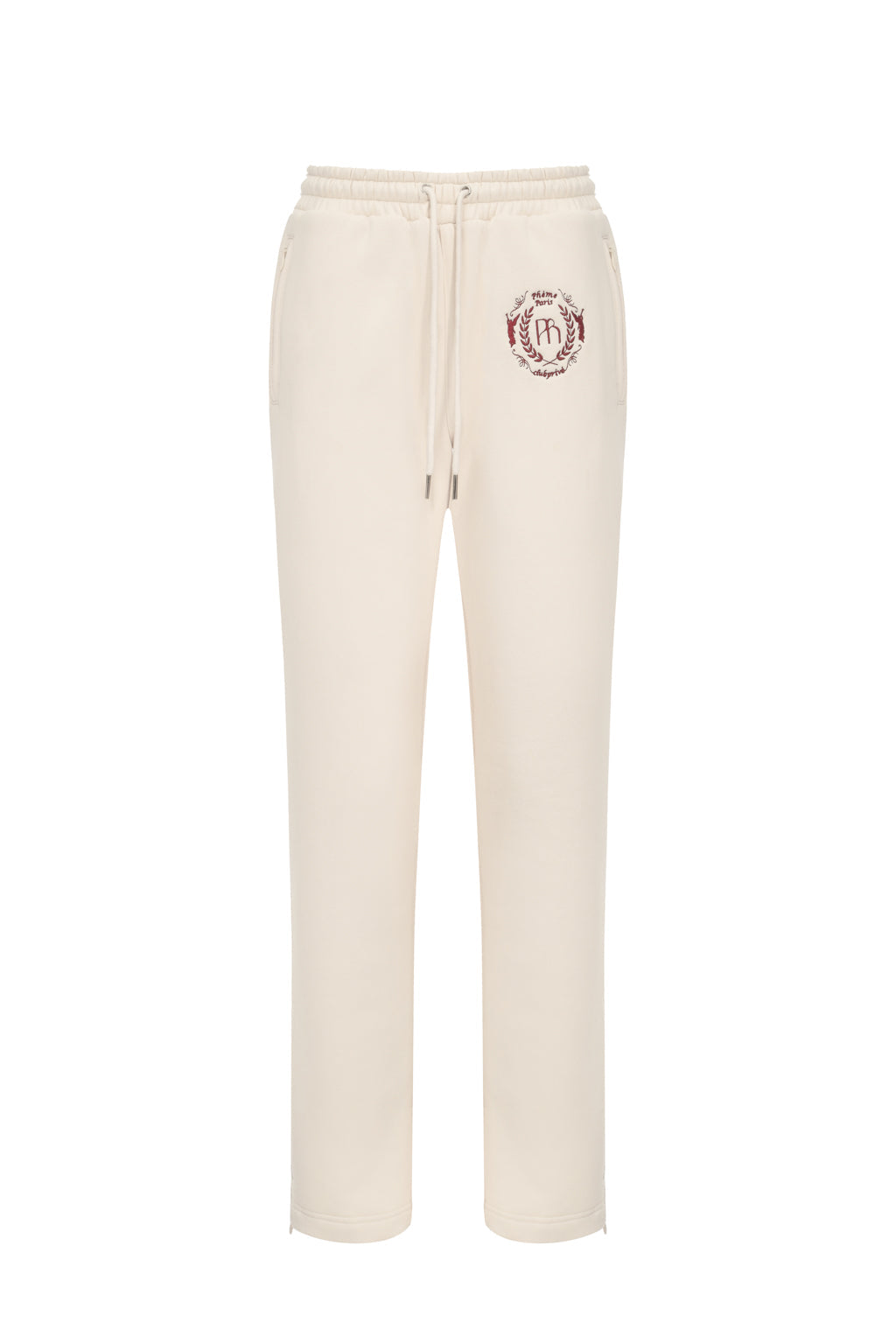 Pantalón de Sudadera de Punto de Algodón Mezclado con Bordados - Beige