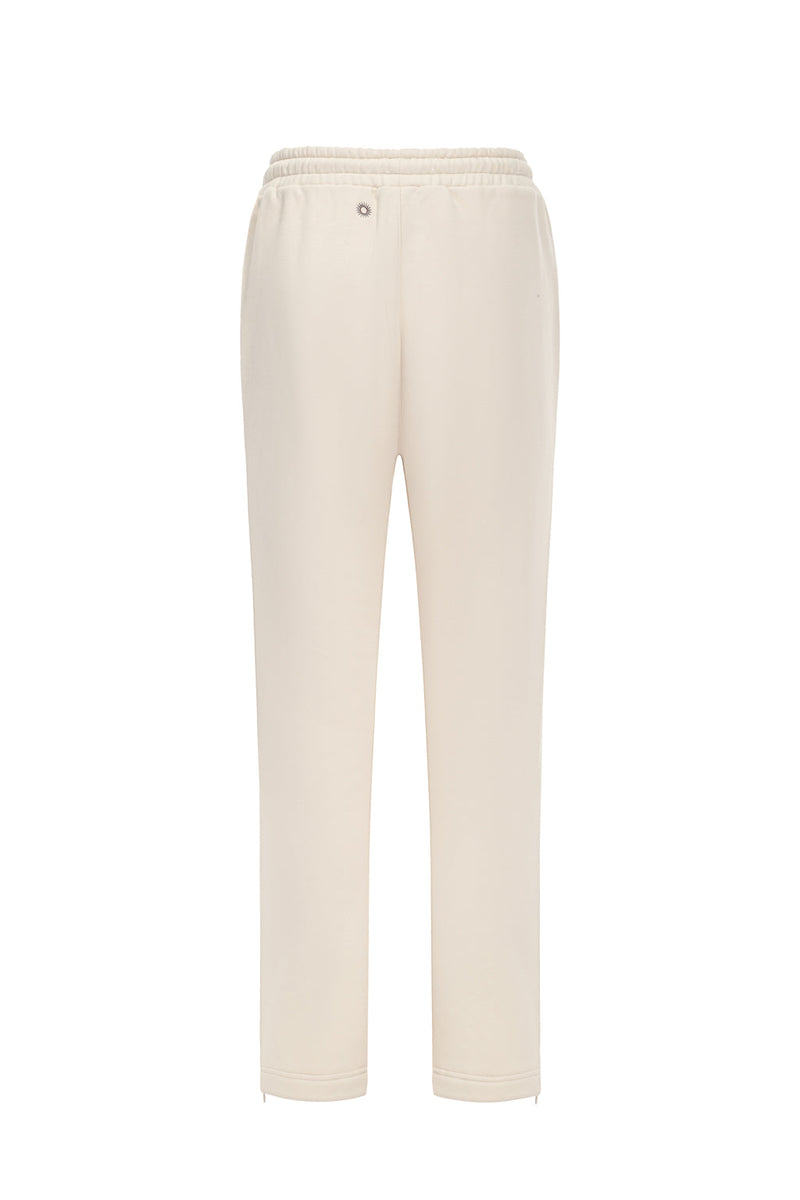 Pantalon Sweat En Jersey De Coton Mélangé À Broderies - Beige