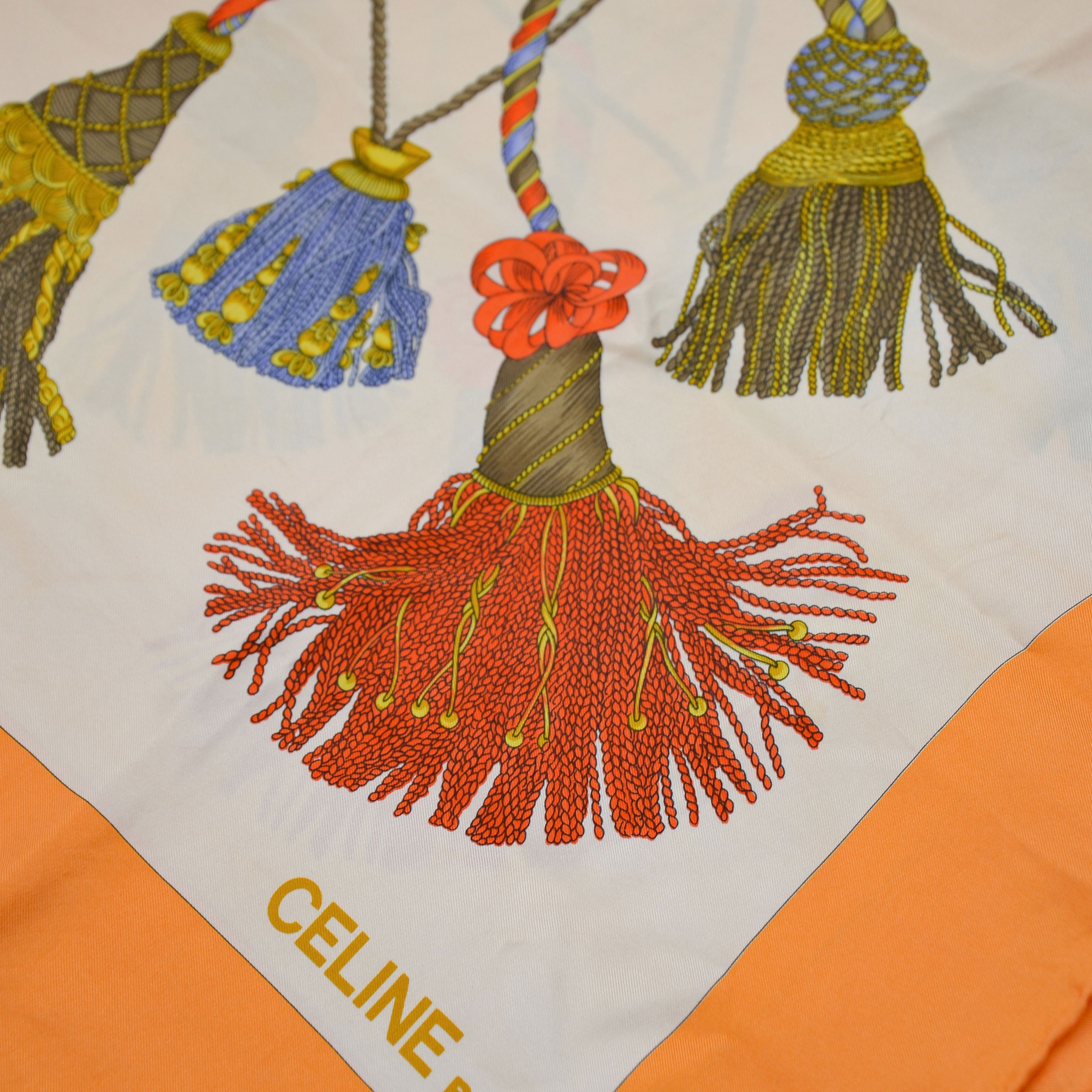 Foulard Céline Soie Motif Pompons